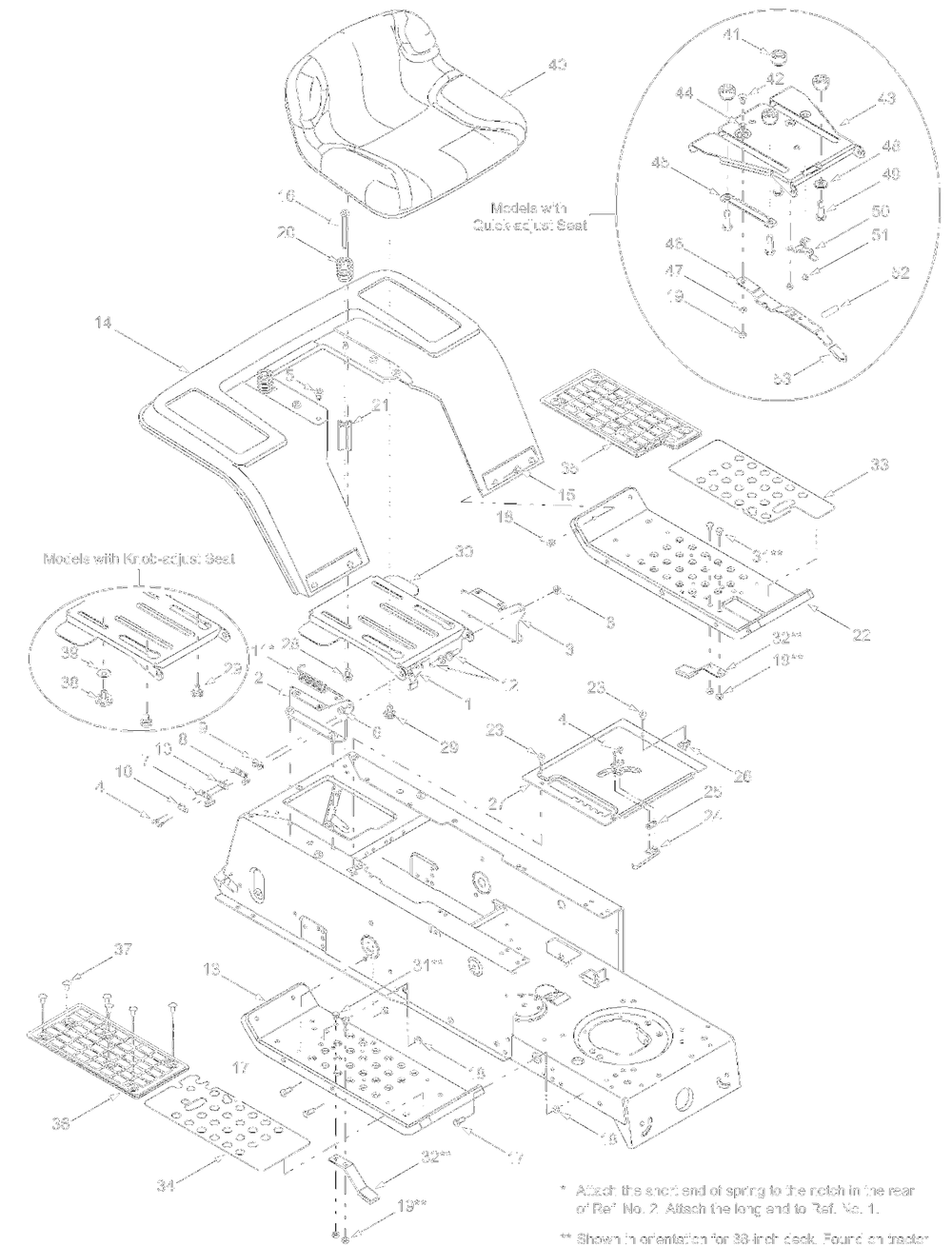 Seat, Fender Assembly Diagram and Parts List for 13AD685G700 2004 Yard Machines Lawn Tractor